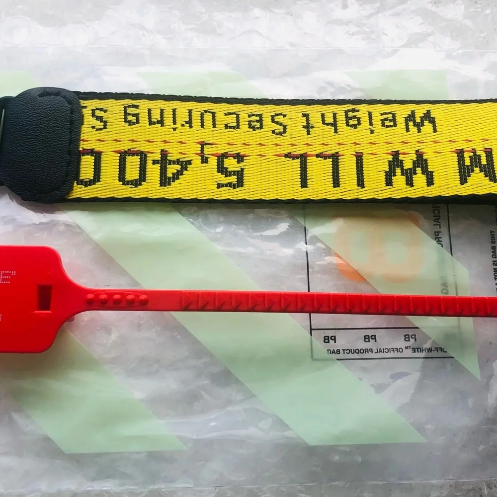Off-White Yellow and Black Belt with Red Tag